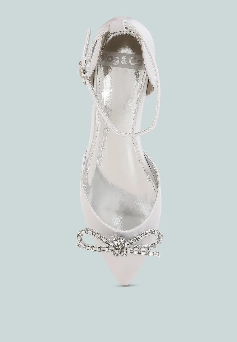 Simina Rhinestone Detail Bow Flat Sandals