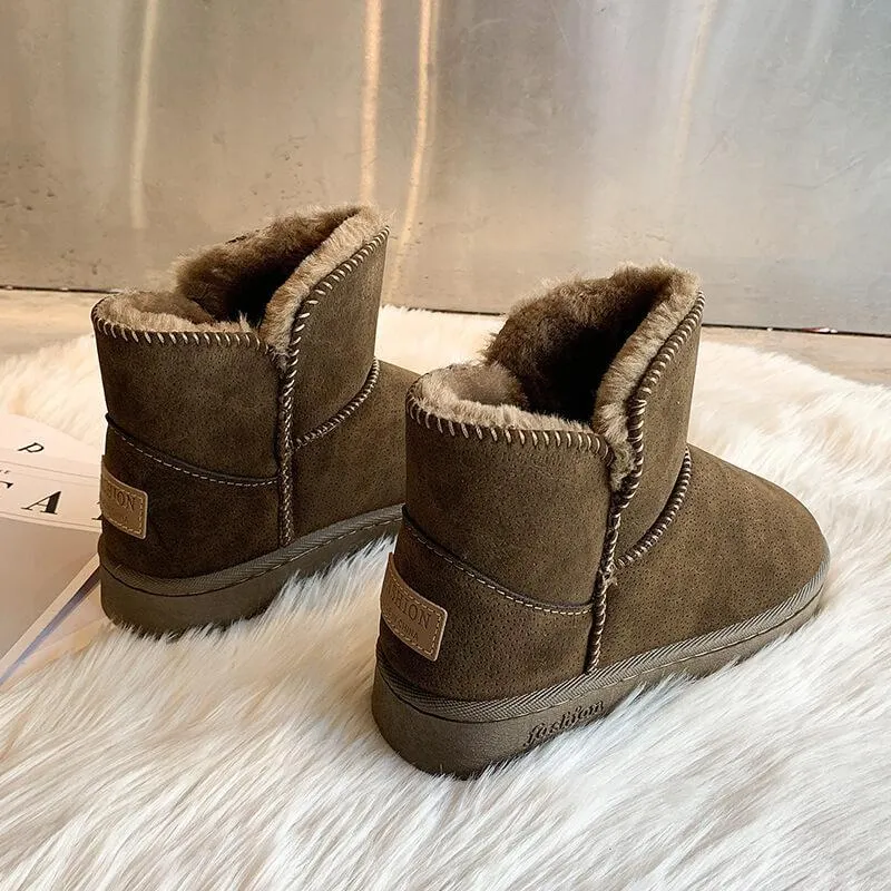 Snow Fur Round Toe Ankle Boots