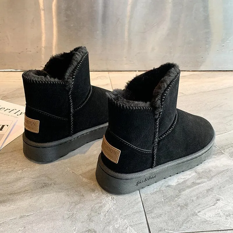 Snow Fur Round Toe Ankle Boots