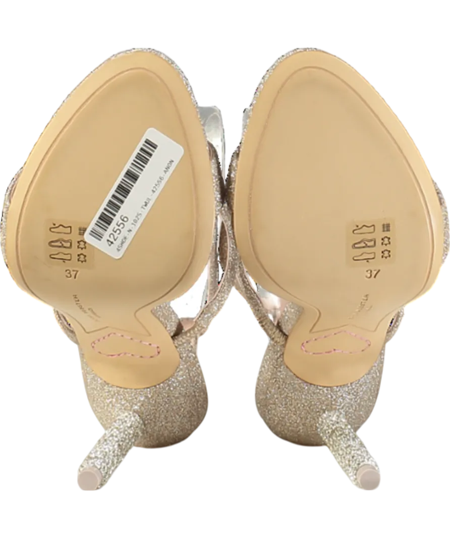 Sophia Webster Metallic Champagne Glitter Rosalind 100 Leather Sandals UK 4 EU 37 👠