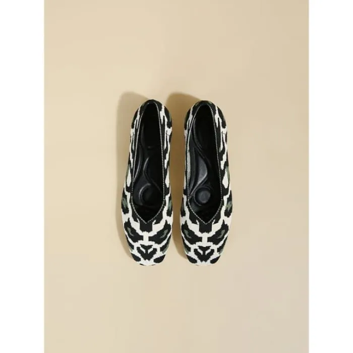 Square Toe Woven Flats