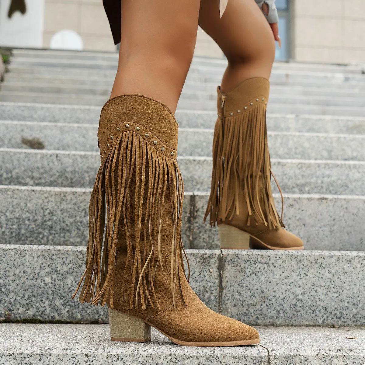 Tassel Studded Boots
