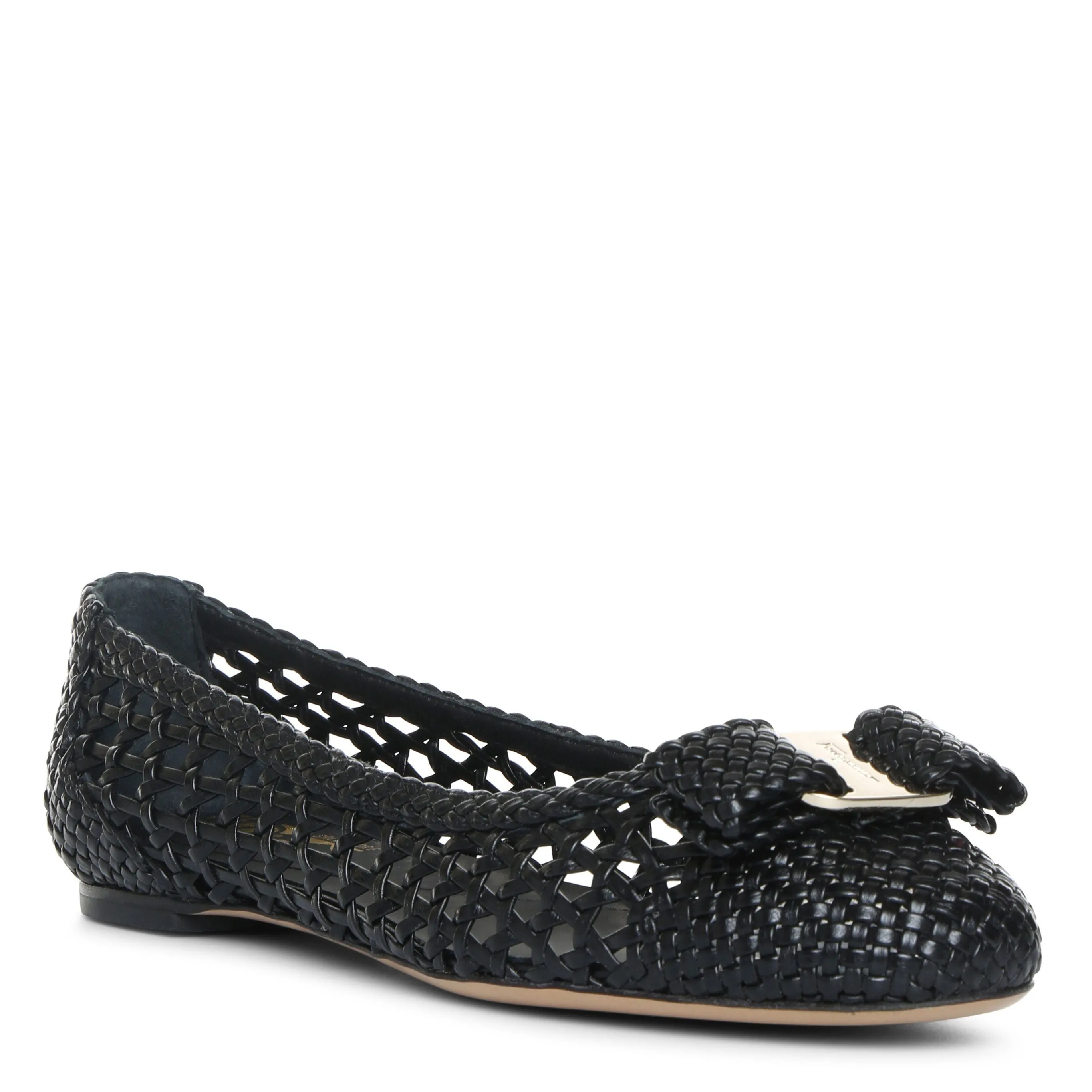 Varina black woven nappa ballerinas