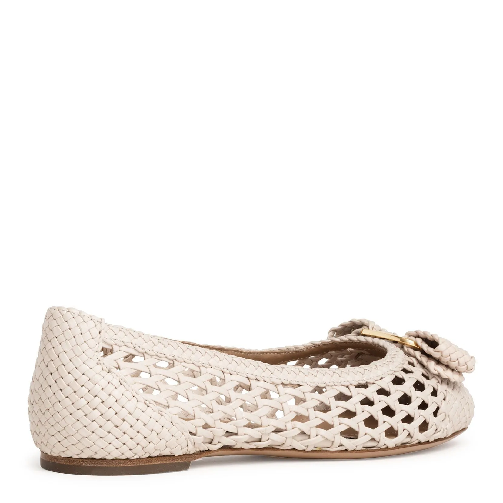 Varina off-white woven leather ballerinas