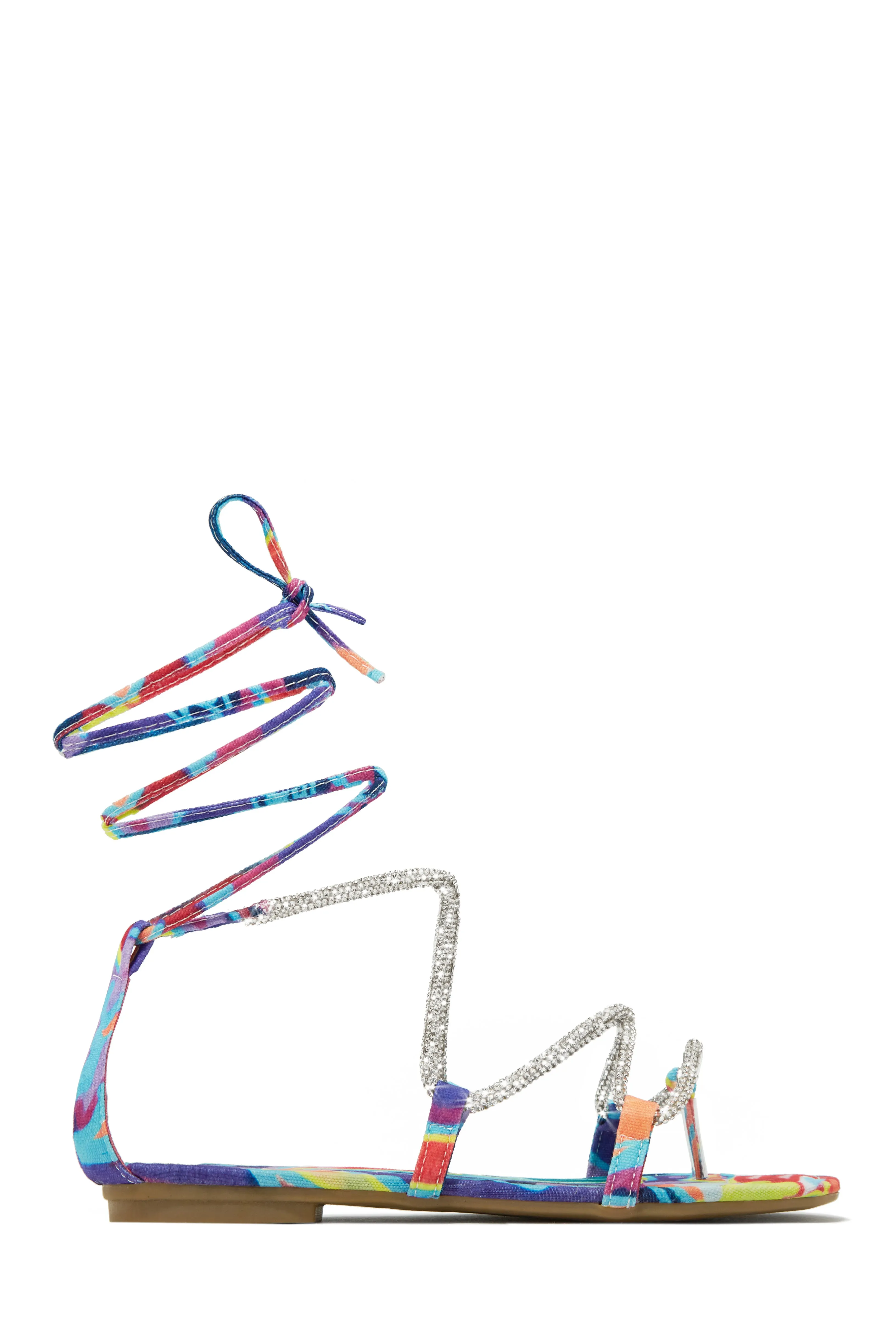 Vegas Weekend Embellished Lace Up Sandals - Gold