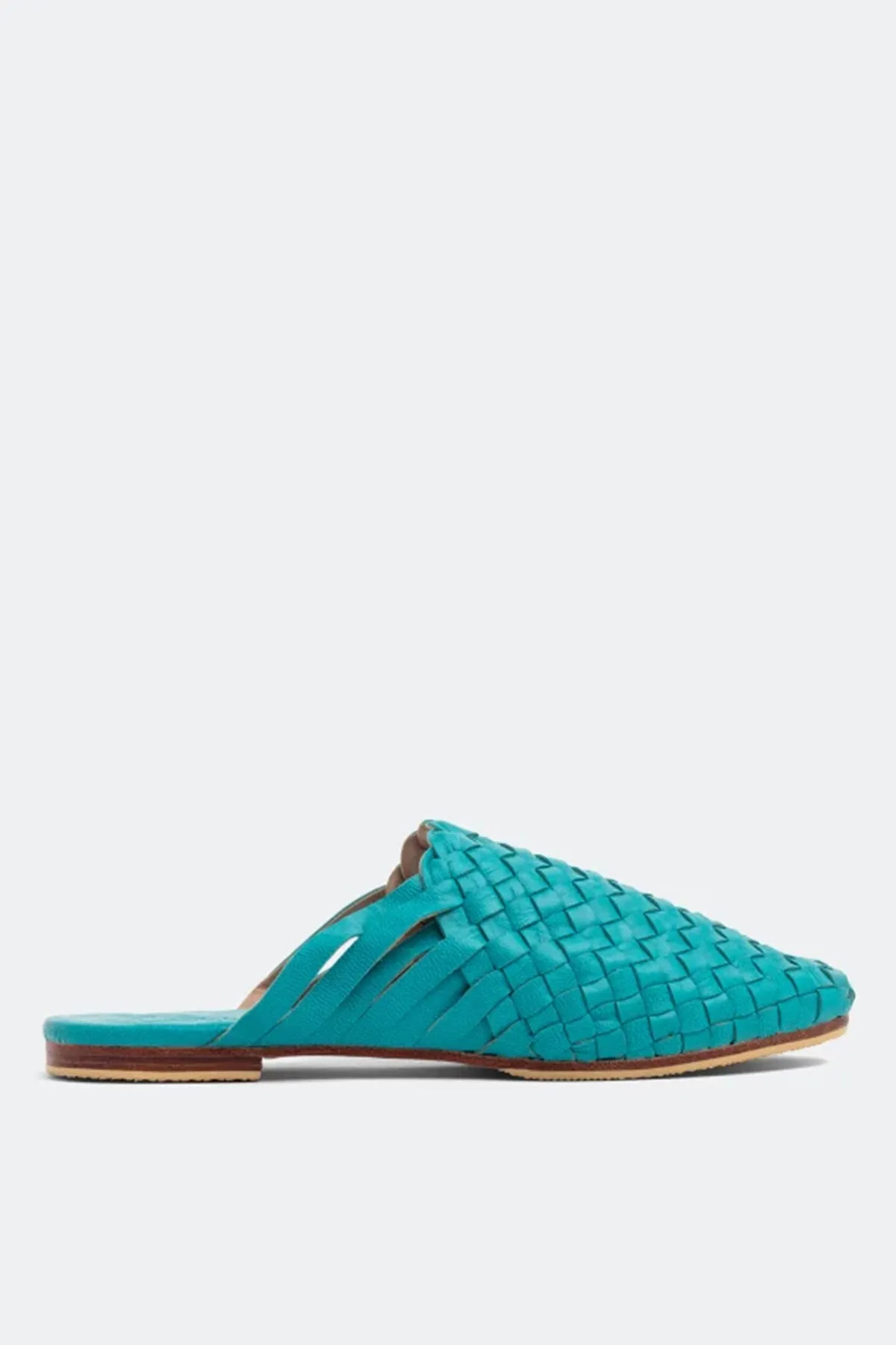 Vivid Blue Handwoven Lambskin Slippers