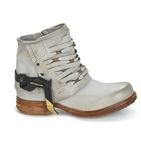 Women's Retro Studded Chunky Heel Short Martin Boots 93542054C
