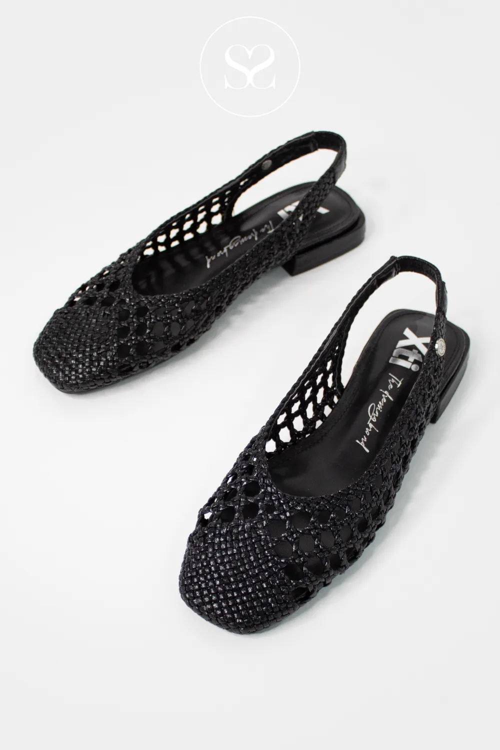 XTI 143792 BLACK WOVEN SLINGBACK PUMPS