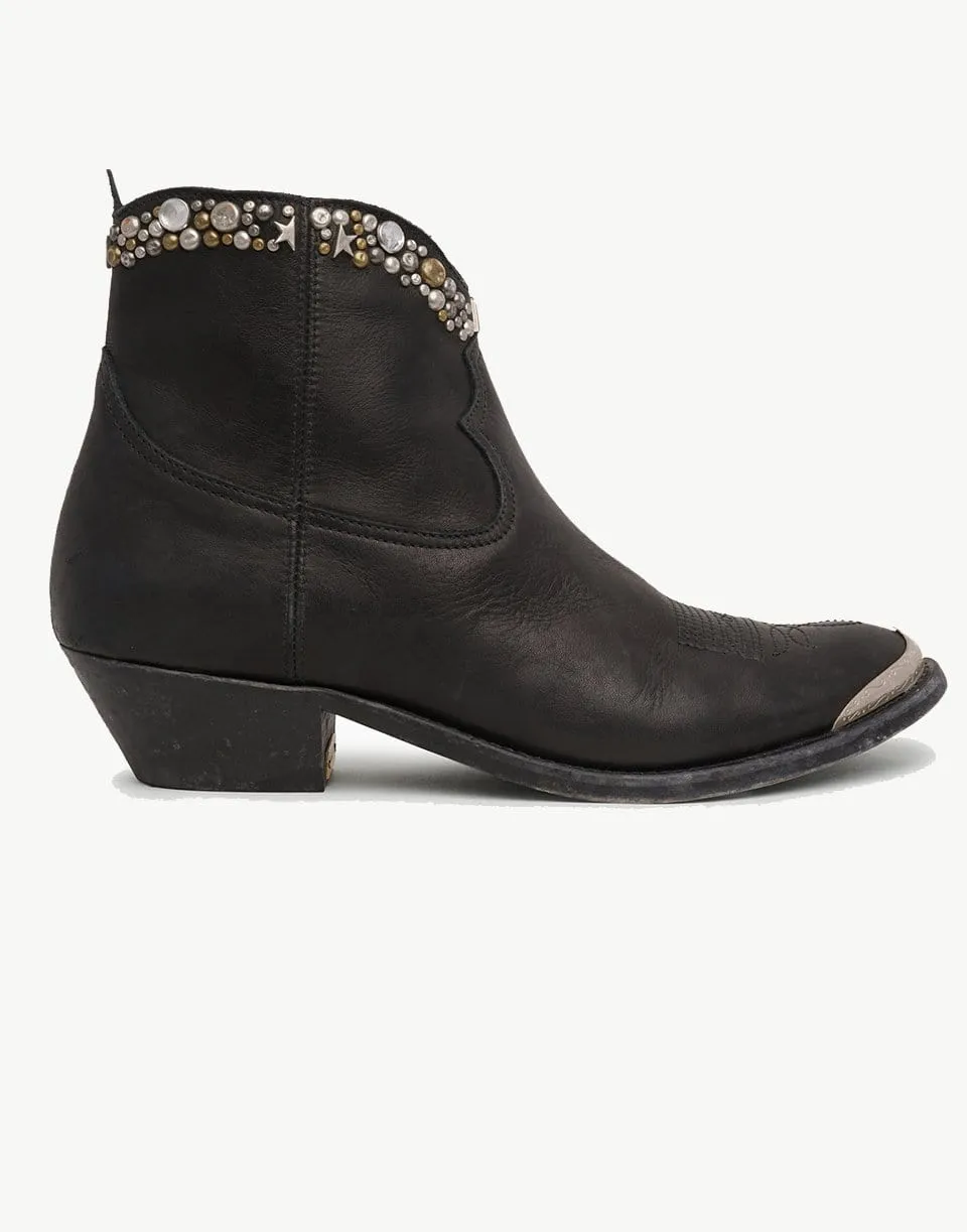 Young Leather Upper Studded Boots